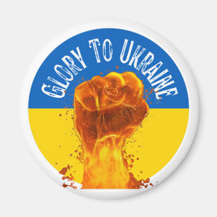Flaming Fist Ukraine Flag Resistance Support  Magnet
