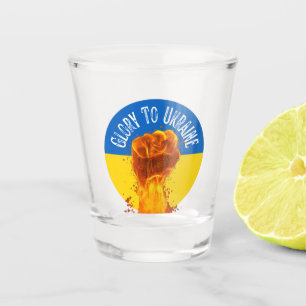 Flaming Fist Ukraine Flag Resistance Support Shot Glass