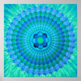 Flaming flower mandala poster