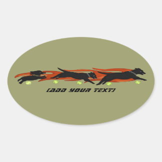 Flaming Flyball Dogs Oval Sticker