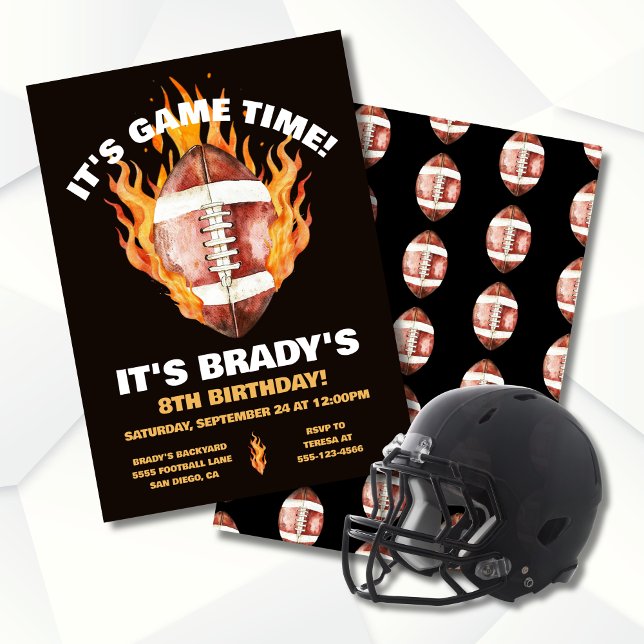 Flaming Football Birthday Party Invitation (Creator Uploaded)