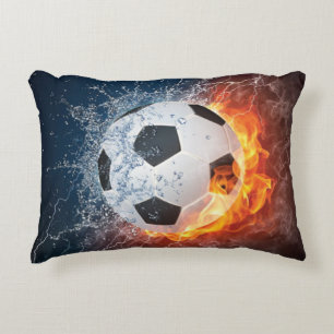 Flaming Football/Soccer Ball Throw Pillow