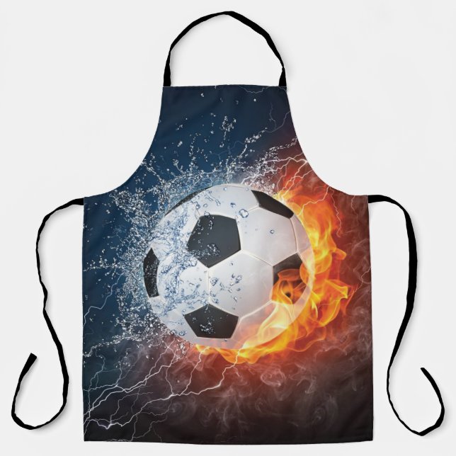 Flaming Football/Soccer Ball Throw Pillow Apron (Front)