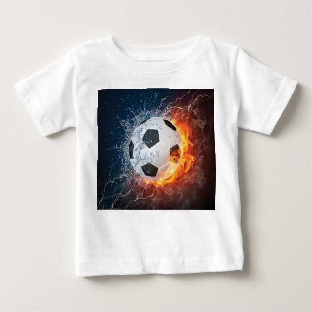 Flaming Football/Soccer Ball Throw Pillow Baby T-Shirt (Front)