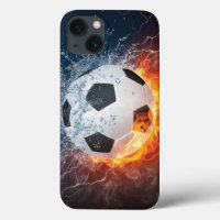 Flaming Football/Soccer Ball Throw Pillow