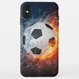 Flaming Football/Soccer Ball Throw Pillow iPhone XS Max Case