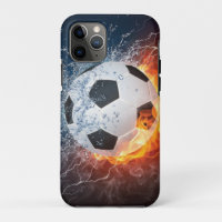 Flaming Football/Soccer Ball Throw Pillow