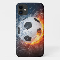 Flaming Football/Soccer Ball Throw Pillow
