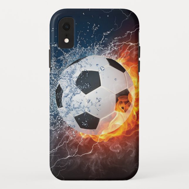Flaming Football/Soccer Ball Throw Pillow Case-Mate iPhone Case (Back)
