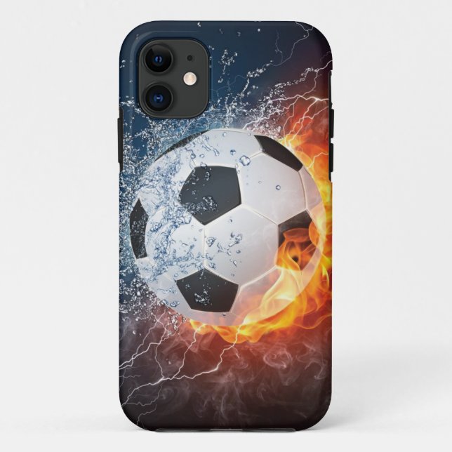 Flaming Football/Soccer Ball Throw Pillow Case-Mate iPhone Case (Back)