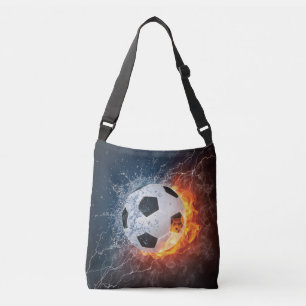 Flaming Football/Soccer Ball Throw Pillow Crossbody Bag