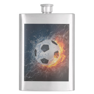 Flaming Football/Soccer Ball Throw Pillow Hip Flask
