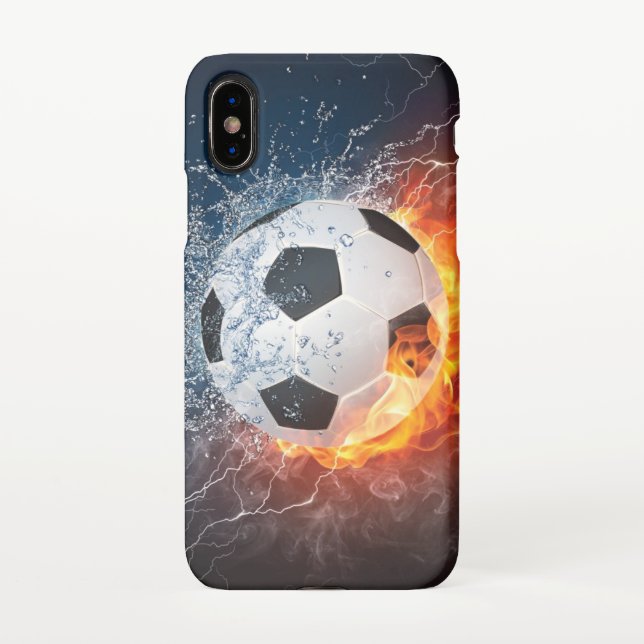 Flaming Football/Soccer Ball Throw Pillow iPhone Case (Back)