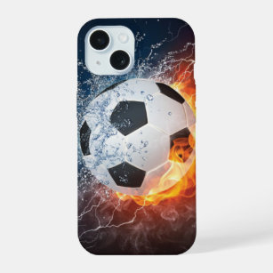 Flaming Football/Soccer Ball Throw Pillow iPhone 15 Case