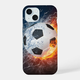 Flaming Football/Soccer Ball Throw Pillow iPhone 15 Case