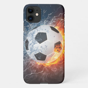 Flaming Football/Soccer Ball Throw Pillow iPhone 11 Case