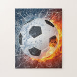 Flaming Football/Soccer Ball Throw Pillow Jigsaw Puzzle<br><div class="desc">Flaming Football/Soccer Ball</div>