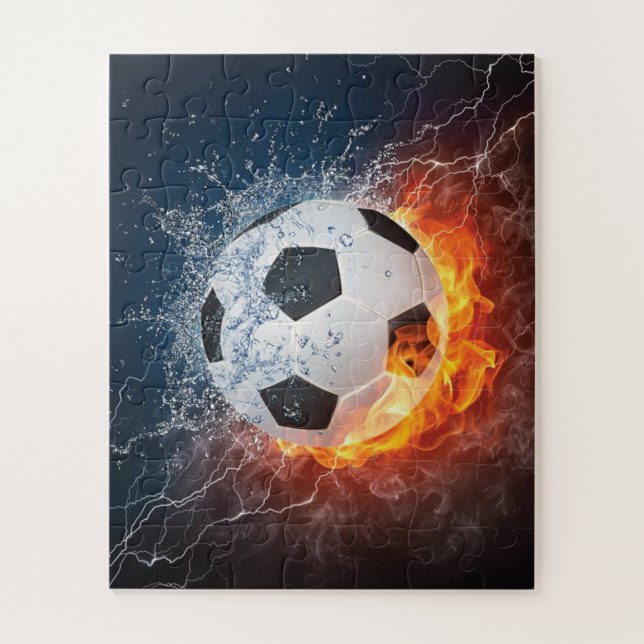 Flaming Football/Soccer Ball Throw Pillow Jigsaw Puzzle (Vertical)