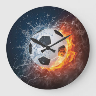 Flaming Football/Soccer Ball Throw Pillow Large Clock