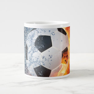 Flaming Football/Soccer Ball Throw Pillow Large Coffee Mug