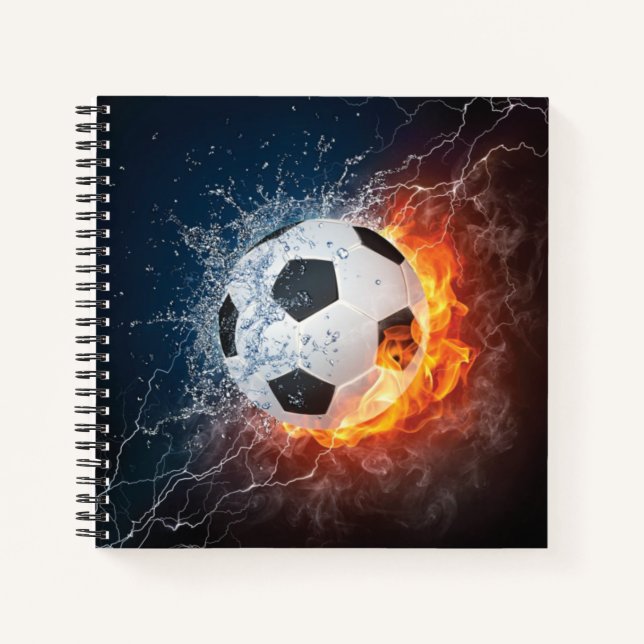 Flaming Football/Soccer Ball Throw Pillow Notebook (Front)