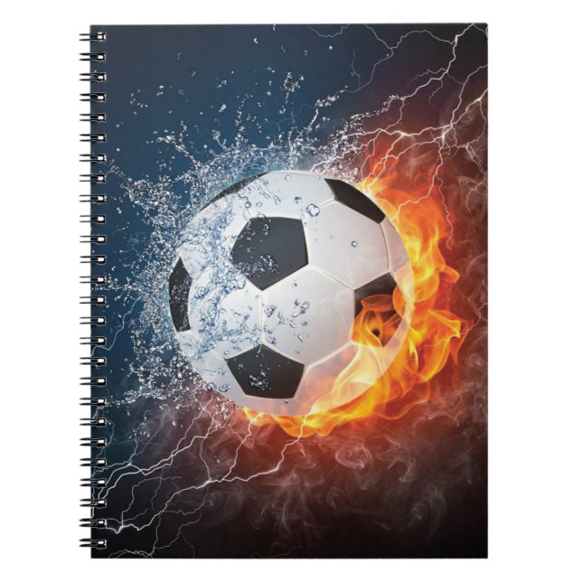 Flaming Football/Soccer Ball Throw Pillow Notebook (Front)