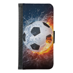 Flaming Football/Soccer Ball Throw Pillow Samsung Galaxy S6 Wallet Case
