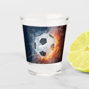 Flaming Football/Soccer Ball Throw Pillow Shot Glass