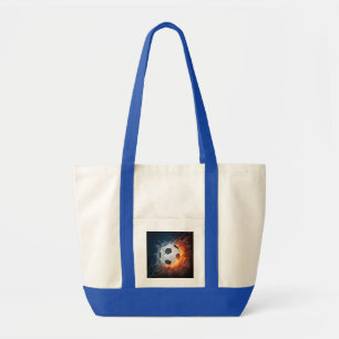 Flaming Football/Soccer Ball Throw Pillow Tote Bag