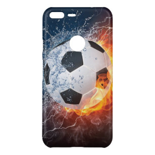 Flaming Football/Soccer Ball Throw Pillow Uncommon Google Pixel XL Case