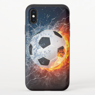 Flaming Football/Soccer Ball Throw Pillow iPhone XS Slider Case