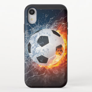 Flaming Football/Soccer Ball Throw Pillow iPhone XR Slider Case