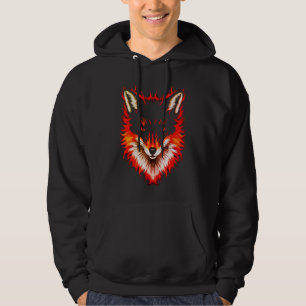 Flaming Fox Face Hoodie