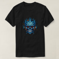 Flaming Fury Skull Shirt – Blue Flame Skull Graphi
