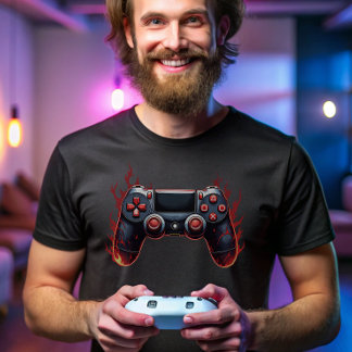 Flaming Game Controller for Console Gamers T-Shirt