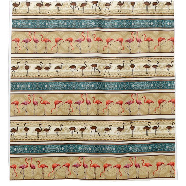 Flaming Go Lover Gift, Cute Flamingo Pattern Gift Shower Curtain (Front)