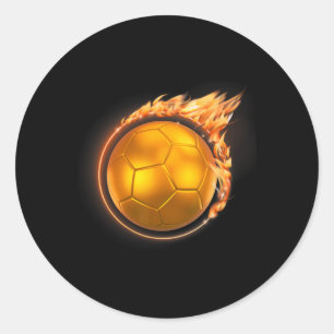 Flaming Gold Soccer Ll Firell Flames Soccer Player Classic Round Sticker