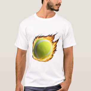 Flaming Green Tennis Ball Cool Design T-Shirt