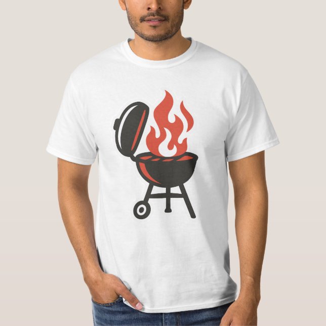 Flaming Grill BBQ Master Design T-Shirt (Front)