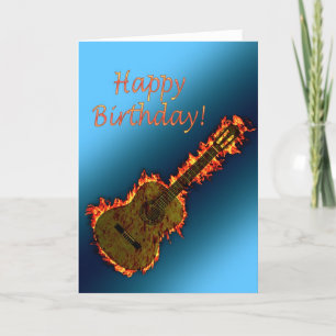 Flaming guitar birthday card