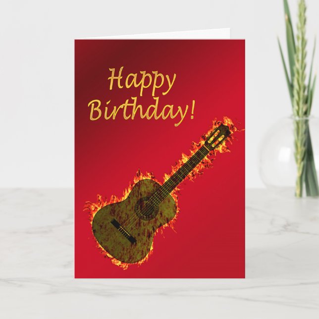 Flaming Guitar birthday card (Front)