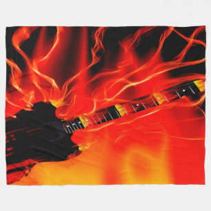 Flaming Guitar Fleece Blanket