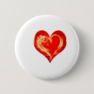 Flaming heart 6 cm round badge