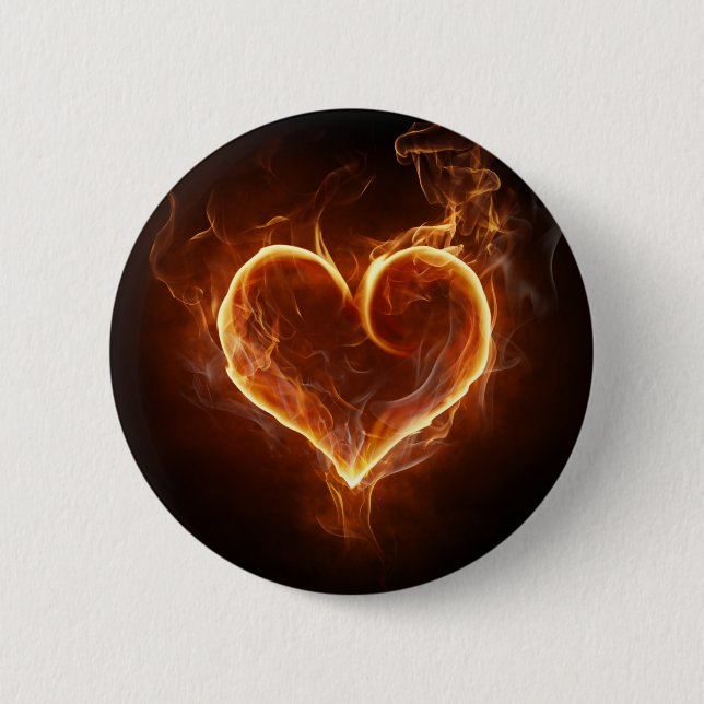 Flaming Heart 6 Cm Round Badge (Front)