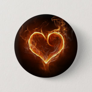 Flaming Heart 6 Cm Round Badge