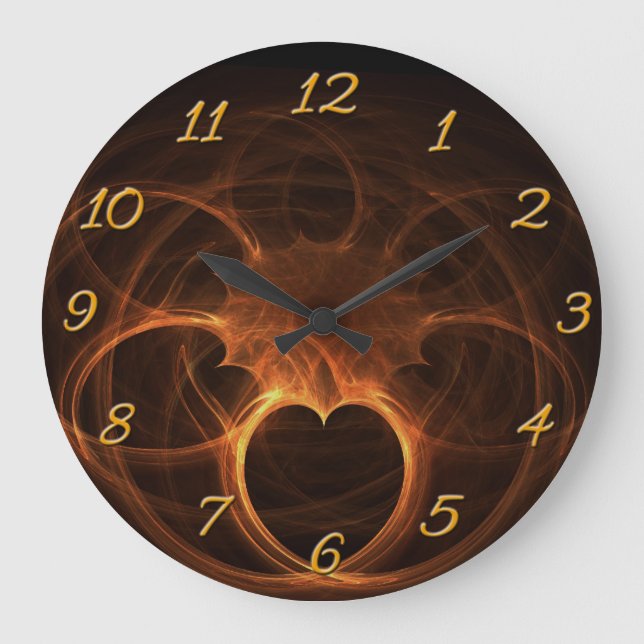 Flaming Heart Coil Large Clock (Front)