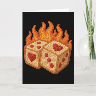 Flaming Heart Dice Cute Lucky Love Valentine Men W Card