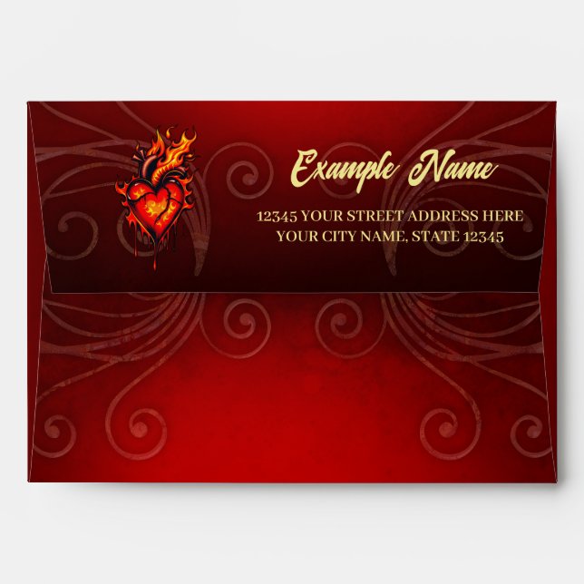 Flaming heart.  envelope (Back (Top Flap))