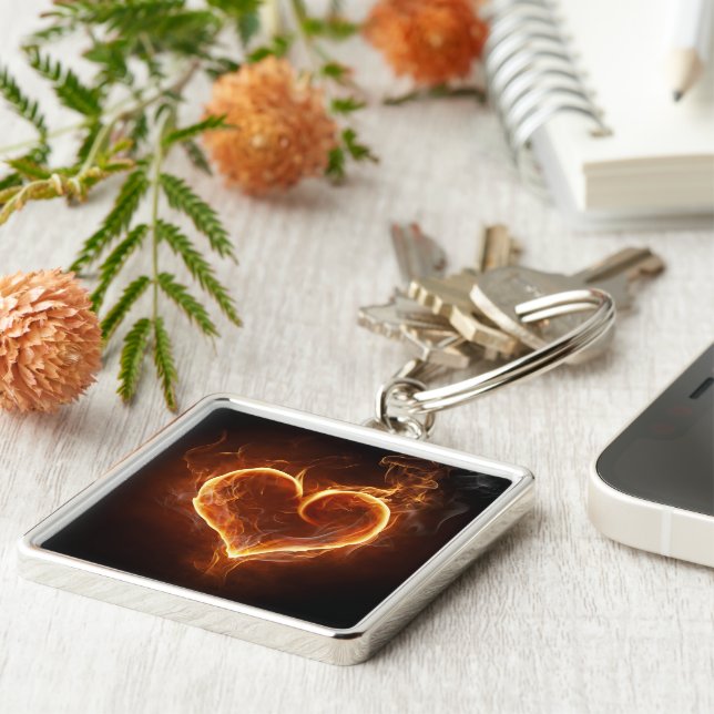 Flaming Heart Key Ring (Side)