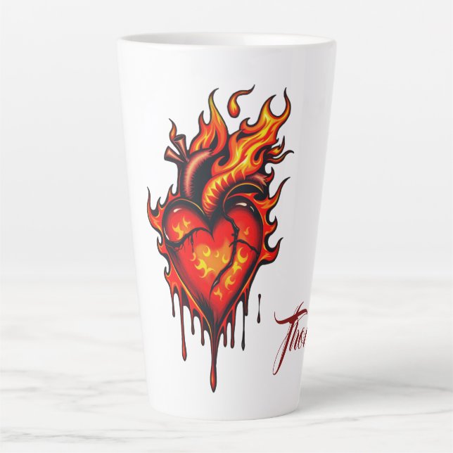 Flaming heart. latte mug (Front)